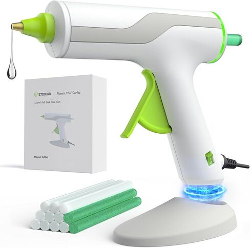 مسدس الغراء الساخن ETOOLAB بالحجم الكامل [تسخين مسبق سريع 100 واط] [قاعدة مغناطيسية]، مسدس غراء مع فوهة مضادة للتنقيط و12 قطعة من أعواد الغراء الساخن (0.43 × 8 بوصة)، مجموعة مسدس الغراء الساخن للإصلاحات المنزلية، والحرف اليدوية، والديكورات in Kuwait
