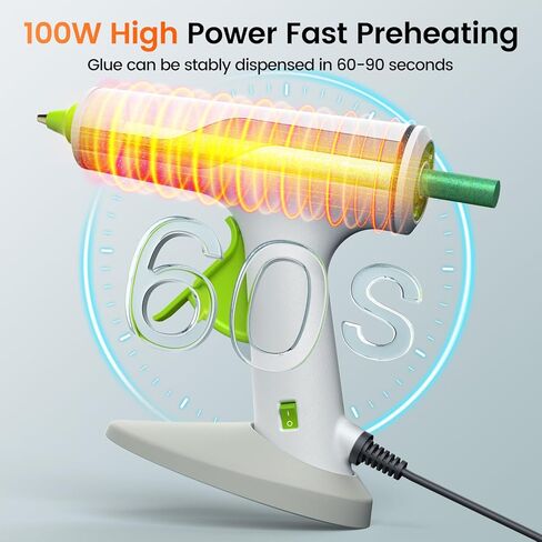 مسدس الغراء الساخن ETOOLAB بالحجم الكامل [تسخين مسبق سريع 100 واط] [قاعدة مغناطيسية]، مسدس غراء مع فوهة مضادة للتنقيط و12 قطعة من أعواد الغراء الساخن (0.43 × 8 بوصة)، مجموعة مسدس الغراء الساخن للإصلاحات المنزلية، والحرف اليدوية، والديكورات in Kuwait