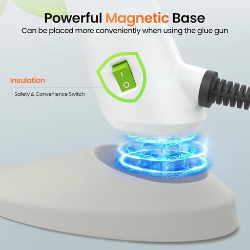 مسدس الغراء الساخن ETOOLAB بالحجم الكامل [تسخين مسبق سريع 100 واط] [قاعدة مغناطيسية]، مسدس غراء مع فوهة مضادة للتنقيط و12 قطعة من أعواد الغراء الساخن (0.43 × 8 بوصة)، مجموعة مسدس الغراء الساخن للإصلاحات المنزلية، والحرف اليدوية، والديكورات in Kuwait