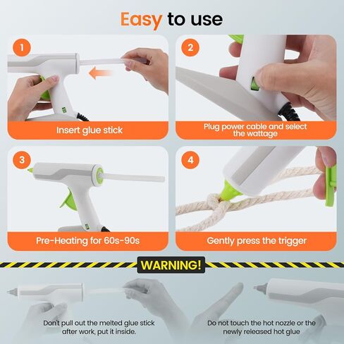 مسدس الغراء الساخن ETOOLAB بالحجم الكامل [تسخين مسبق سريع 100 واط] [قاعدة مغناطيسية]، مسدس غراء مع فوهة مضادة للتنقيط و12 قطعة من أعواد الغراء الساخن (0.43 × 8 بوصة)، مجموعة مسدس الغراء الساخن للإصلاحات المنزلية، والحرف اليدوية، والديكورات in Kuwait