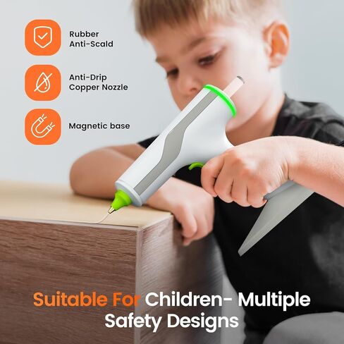 مسدس الغراء الساخن ETOOLAB بالحجم الكامل [تسخين مسبق سريع 100 واط] [قاعدة مغناطيسية]، مسدس غراء مع فوهة مضادة للتنقيط و12 قطعة من أعواد الغراء الساخن (0.43 × 8 بوصة)، مجموعة مسدس الغراء الساخن للإصلاحات المنزلية، والحرف اليدوية، والديكورات in Kuwait