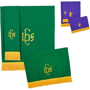 GraduatePro Set of 3 Reversible Parament Set Red White with Embroidered Gold Latin Cross