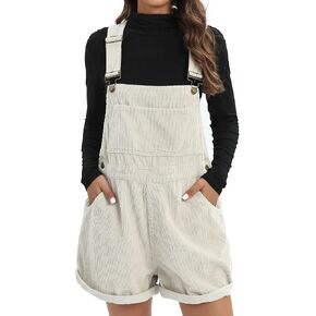 Justalwart Overalls Women Shorts Loose Fit Adjustable Strap Denim Bib Roll Cuff Shortalls Romper