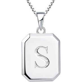 YL Initial Necklace 925 Sterling Silver Square Letter Pendant 26 Alphabet Necklace for Women in Kuwait
