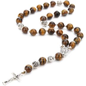 BALIBALI Handmade 8mm Anglican Prayer Beads Rosary Jade Natural Stone Rosary Beads with Pardon Crucifix Cross Custom Rosary