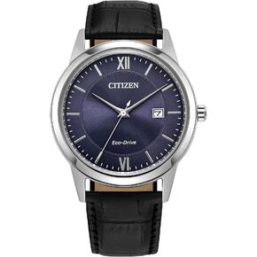 Citizen Men's Classic Eco-Drive Leather Strap Watch, 3-Hand Date