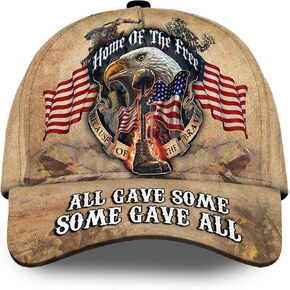 Hatstalk Premium 3D Printed All Gave Some - Some Gave All Eagle Hat, Retired American Millitary Veterans Unisex, Gift for Veterans Day Beige in Saudi Arabia