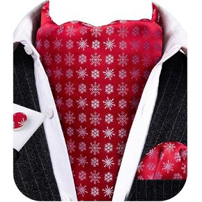 Barry.Wang Mens Chiristmas Cravat Tie Set Ascot Scarf Self Neckties Pocket Square Cufflinks Dress Xmas Party Holiday Festival in Saudi Arabia