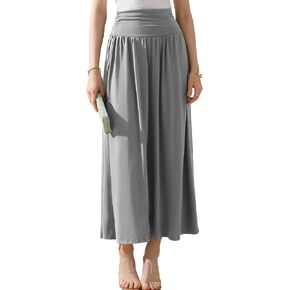 DOUBLJU Women's High Waist Maxi Skirts for Women Long Length Skirts with Pockets