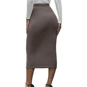 UEOIOW Women's Skirts High Waist Elastic Ribbed Knit Bodycon Maxi Long Pencil Skirt
