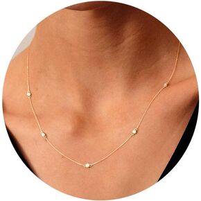 KICKGY Gold Necklace for Women,Dainty Gold Necklace14K Gold Plated Square Oval CZ Pendant Necklace Cute Gold Choker Necklace Simple Gold Diamond Necklaces for Women Trendy Jewelry Gifts