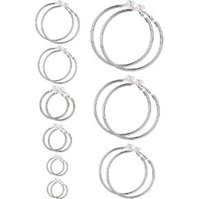 6 Pairs Clip on Hoop Earrings Non Piercing Earrings Set for Women and Girls, 6 Sizes in Kuwait