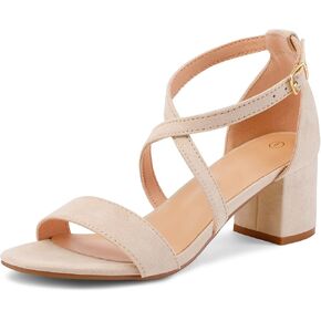 mysoft Women's 2.25 Inch Low Chunky Heels Dress Pump Open Toe Cross Ankle Strap Wedding Block Heeled Sandals in Saudi Arabia