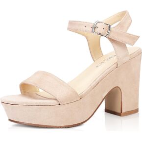 rsxses Women's Suede Platform Heels Sandals Peep Toe Fashion Wedding Sexy Dress Block Chunky Wedges High Heel Ankle Strap Pumps