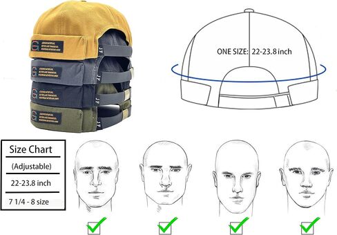 JFiyemrut Brimless Hats for Men and Women - Pack of 4 Stylish Sailor Fisherman Leon Rolled Cuff Retro Adjustable Skull Caps in Saudi Arabia