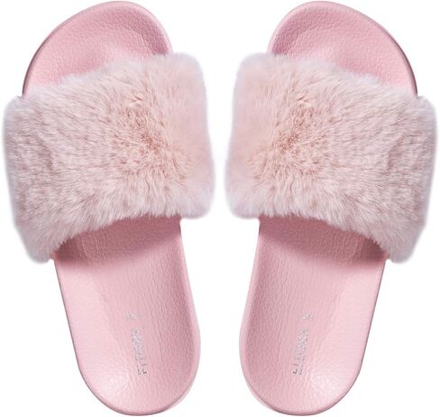 صنادل للفتيات من FITORY للأطفال الصغار، شرائح من الفرو الصناعي مع حزام خلفي مرن للأطفال in Kuwait