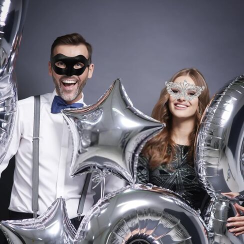Masquerade Mask for Couple Luxury Rhinestone Fancy Mask Venetian Mardi Gras Party Mask for Women Girls Silver in Kuwait