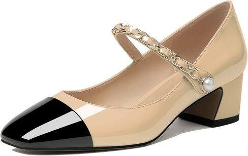 YODEKS Women's Block Heel Pumps Low Chunky Heel Mary Jane Square Toe Shoes 2 Inch Closed Toe Dress Pumps with Ankle Strap for Work Casual Daily Life Party Dress in Saudi Arabia
