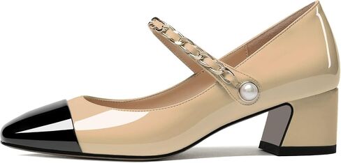 YODEKS Women's Block Heel Pumps Low Chunky Heel Mary Jane Square Toe Shoes 2 Inch Closed Toe Dress Pumps with Ankle Strap for Work Casual Daily Life Party Dress in Saudi Arabia