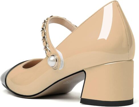 YODEKS Women's Block Heel Pumps Low Chunky Heel Mary Jane Square Toe Shoes 2 Inch Closed Toe Dress Pumps with Ankle Strap for Work Casual Daily Life Party Dress in Saudi Arabia