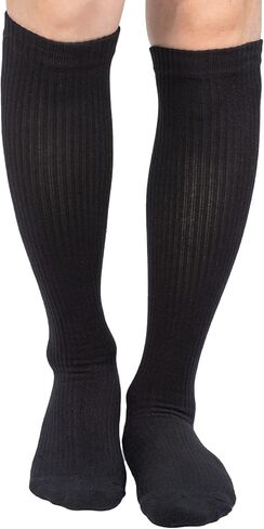 Athlemo 4Pairs Cotton Compression Socks for Men & Women Circulation 8-15mmHg Knee High Socks 9-11 BLK in Saudi Arabia