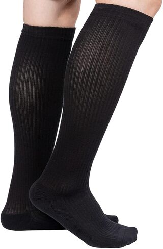 Athlemo 4Pairs Cotton Compression Socks for Men & Women Circulation 8-15mmHg Knee High Socks 9-11 BLK in Saudi Arabia