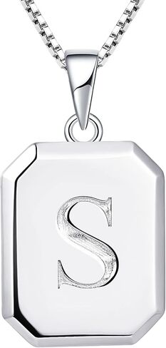 YL Initial Necklace 925 Sterling Silver Square Letter Pendant 26 Alphabet Necklace for Women in Kuwait