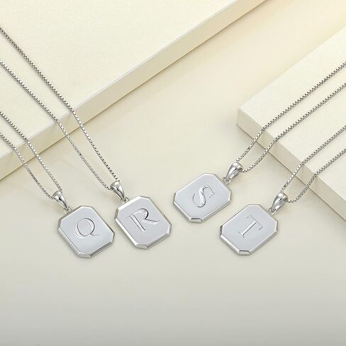 YL Initial Necklace 925 Sterling Silver Square Letter Pendant 26 Alphabet Necklace for Women in Kuwait