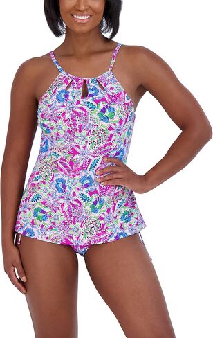مجموعة ملابس السباحة النسائية Stella Parker برقبة عالية تانكيني للتحكم في البطن سريعة الجفاف وكوب قابل للإزالة وحزام جانبي وربطة عنق سفلية in Kuwait