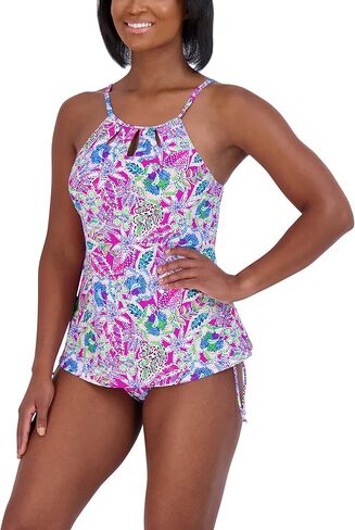 مجموعة ملابس السباحة النسائية Stella Parker برقبة عالية تانكيني للتحكم في البطن سريعة الجفاف وكوب قابل للإزالة وحزام جانبي وربطة عنق سفلية in Kuwait
