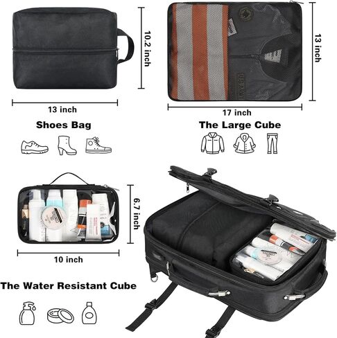 Carry on Backpack, 40L Flight Approved Large Travel Laptop Backpack with USB Charge Port, 18 Inch TSA Friendly Computer Daypack College Overnight Weekender Extra Large Backpack for Men Women, Black in Kuwait