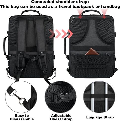 Carry on Backpack, 40L Flight Approved Large Travel Laptop Backpack with USB Charge Port, 18 Inch TSA Friendly Computer Daypack College Overnight Weekender Extra Large Backpack for Men Women, Black in Kuwait