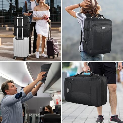 Carry on Backpack, 40L Flight Approved Large Travel Laptop Backpack with USB Charge Port, 18 Inch TSA Friendly Computer Daypack College Overnight Weekender Extra Large Backpack for Men Women, Black in Kuwait