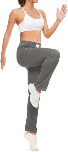 Boladeci المرأة Sweatpants 3D شبكة تنفس مرونة الخصر الجانب شريط عارضة رياضة السراويل الترنك الرياضية مع جيوب سستة in Kuwait