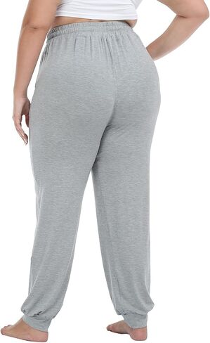 VOGUEMAX المرأة حجم كبير صالة السراويل الناعمة Sweatpants الركض بيجامة النوم السراويل الرباط مع جيوب in Kuwait