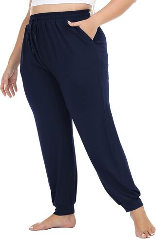 VOGUEMAX المرأة حجم كبير صالة السراويل الناعمة Sweatpants الركض بيجامة النوم السراويل الرباط مع جيوب in Kuwait