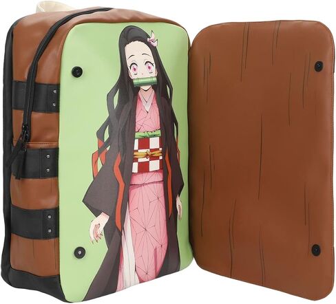 شنطة ظهر نيزوكو بوكس بتصميم ديمون سلاير مقاس 19 انش مع جيب خارجي للاب توب، بني، OSFA, بني in Kuwait