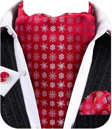 Barry.Wang Mens Chiristmas Cravat Tie Set Ascot Scarf Self Neckties Pocket Square Cufflinks Dress Xmas Party Holiday Festival in Saudi Arabia