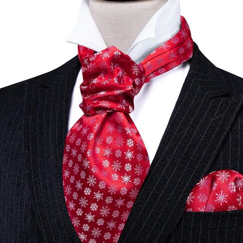 Barry.Wang Mens Chiristmas Cravat Tie Set Ascot Scarf Self Neckties Pocket Square Cufflinks Dress Xmas Party Holiday Festival in Saudi Arabia
