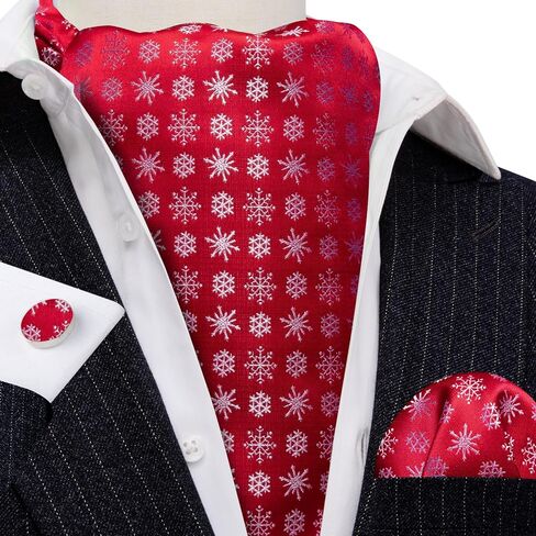 Barry.Wang Mens Chiristmas Cravat Tie Set Ascot Scarf Self Neckties Pocket Square Cufflinks Dress Xmas Party Holiday Festival in Saudi Arabia
