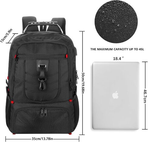 YAMTION 18.4in Men Laptop Backpack with Shoe Compartment for Gym Hiking Business,Large Carry On Travel Bag with PC Compartment,Waterproof College Bookbag School Backpack for Women,Black in Kuwait