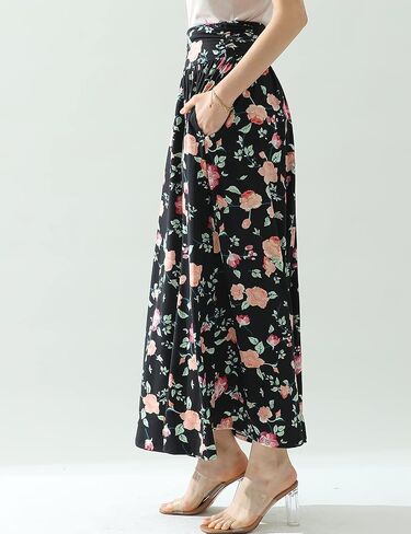DOUBLJU Women's High Waist Maxi Skirts for Women Long Length Skirts with Pockets in Kuwait