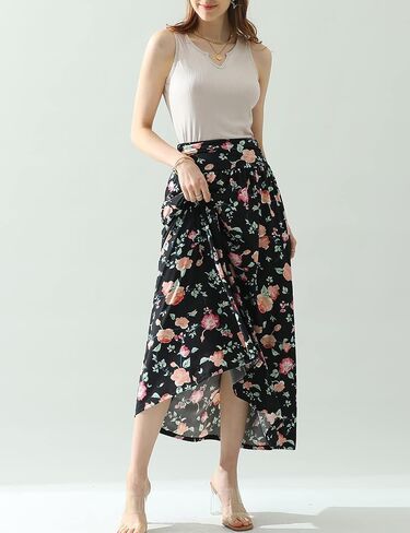 DOUBLJU Women's High Waist Maxi Skirts for Women Long Length Skirts with Pockets in Kuwait