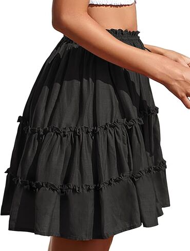 NASHALYLY Women's Summer Boho Floral Print Mini Skirt High Waist Drawstring TieFlame Rose Skirts in Saudi Arabia