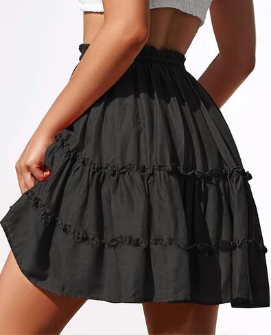 NASHALYLY Women's Summer Boho Floral Print Mini Skirt High Waist Drawstring TieFlame Rose Skirts in Saudi Arabia