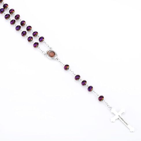 Rosary Pearl Beads Necklace for Women,First Communion Catholic Rosary Prayer Gifts for Men Girls Boy Our Rose Lourdes Medal and Cross Rosary Crucifix Necklace in Kuwait