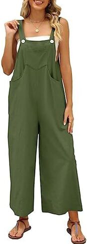 Aossfre Women's Sleeveless Vintage Overalls Wide Leg Loose Fit Baggy Jumpsuit in Saudi Arabia