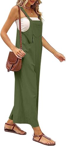 Aossfre Women's Sleeveless Vintage Overalls Wide Leg Loose Fit Baggy Jumpsuit in Saudi Arabia