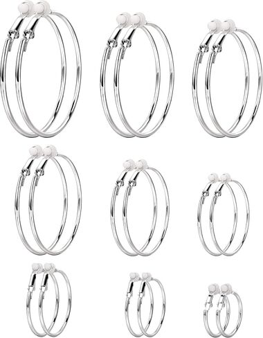6 Pairs Clip on Hoop Earrings Non Piercing Earrings Set for Women and Girls, 6 Sizes in Saudi Arabia
