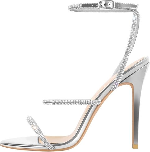 richealnini Rhinestone Stiletto Heels Sandals for Women Crystal Straps Buckle Up Party Dress in Saudi Arabia